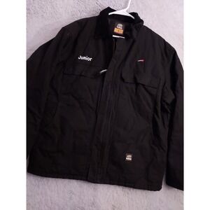 Berne Jacket Mens Large Black Quilted Lined Canvas Insulated Barn Coat Full Zip